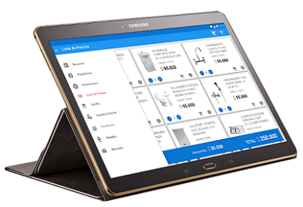Catalogo comercial y pedidos en tablet